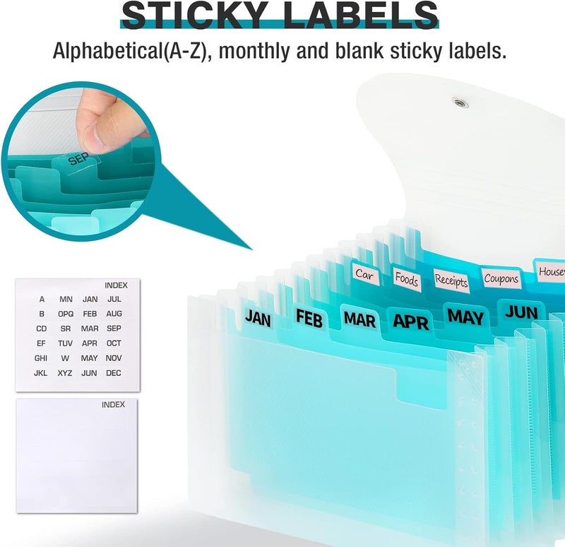 H4D Coupon Receipt Holder, 13 Pocket Accordion File Organizer, 7x4.5 Inches, Teal - Image 3